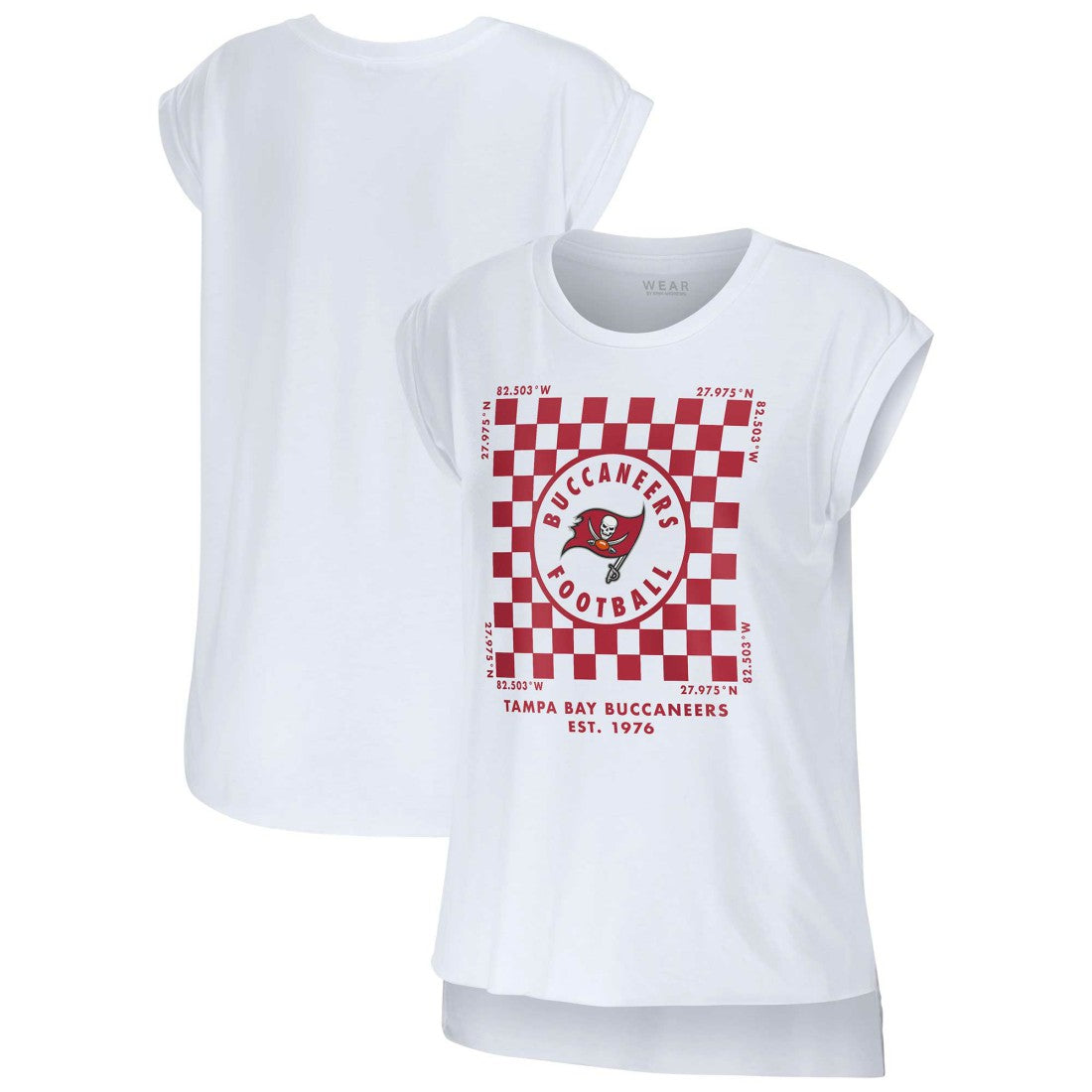 Tampa Bay Buccaneers WEAR by Erin Andrews Women's Checker Muscle Tank Top - White - NFL