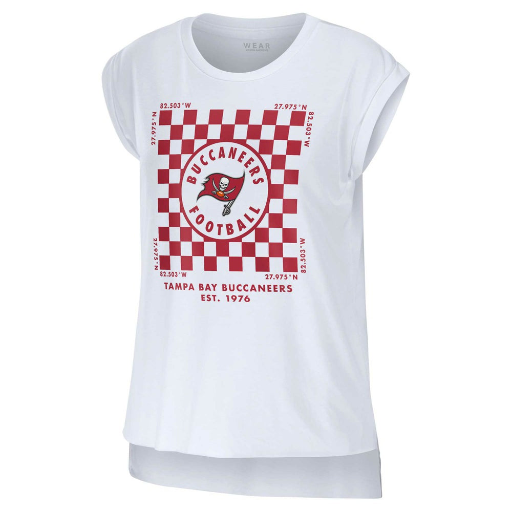Tampa Bay Buccaneers WEAR by Erin Andrews Women's Checker Muscle Tank Top - White - NFL