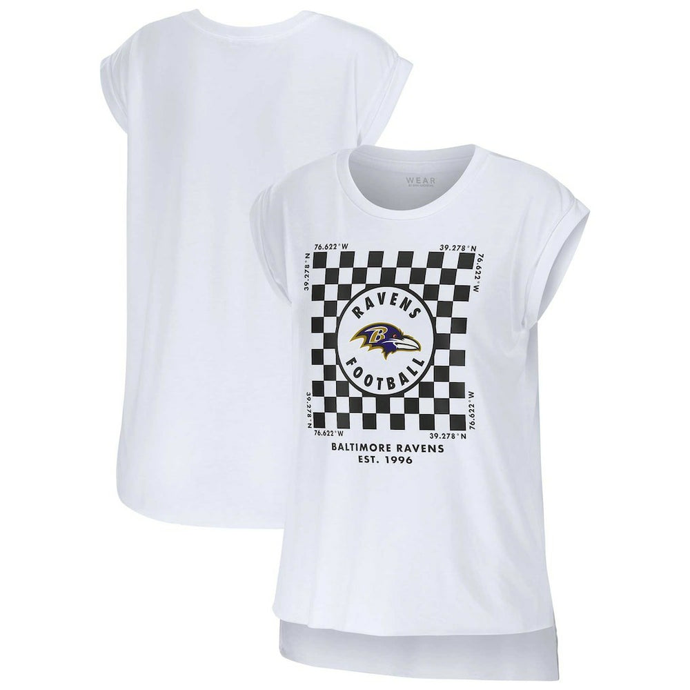 Baltimore Ravens WEAR by Erin Andrews Women's Checker Muscle Tank Top - White - NFL