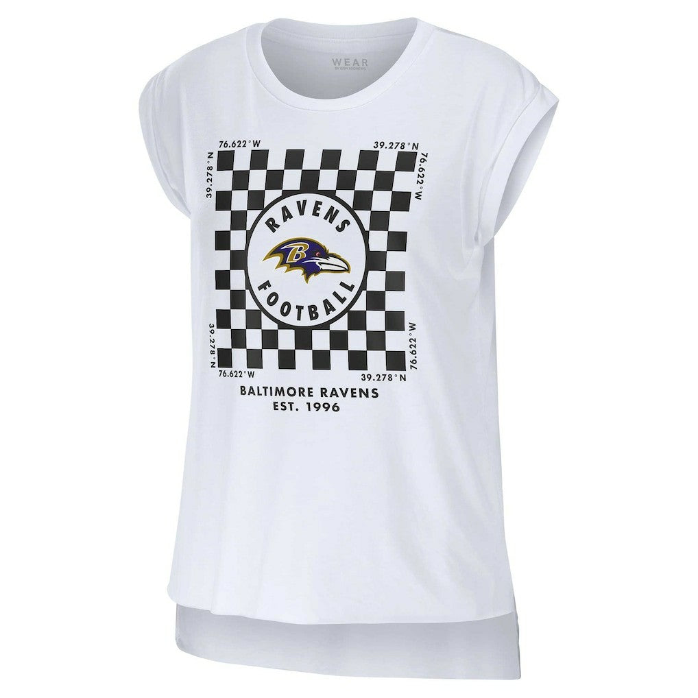 Baltimore Ravens WEAR by Erin Andrews Women's Checker Muscle Tank Top - White - NFL