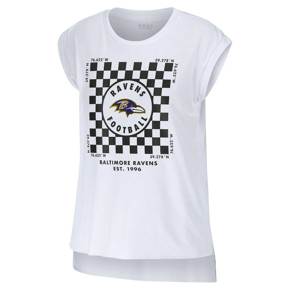 Baltimore Ravens WEAR by Erin Andrews Women's Checker Muscle Tank Top - White - NFL