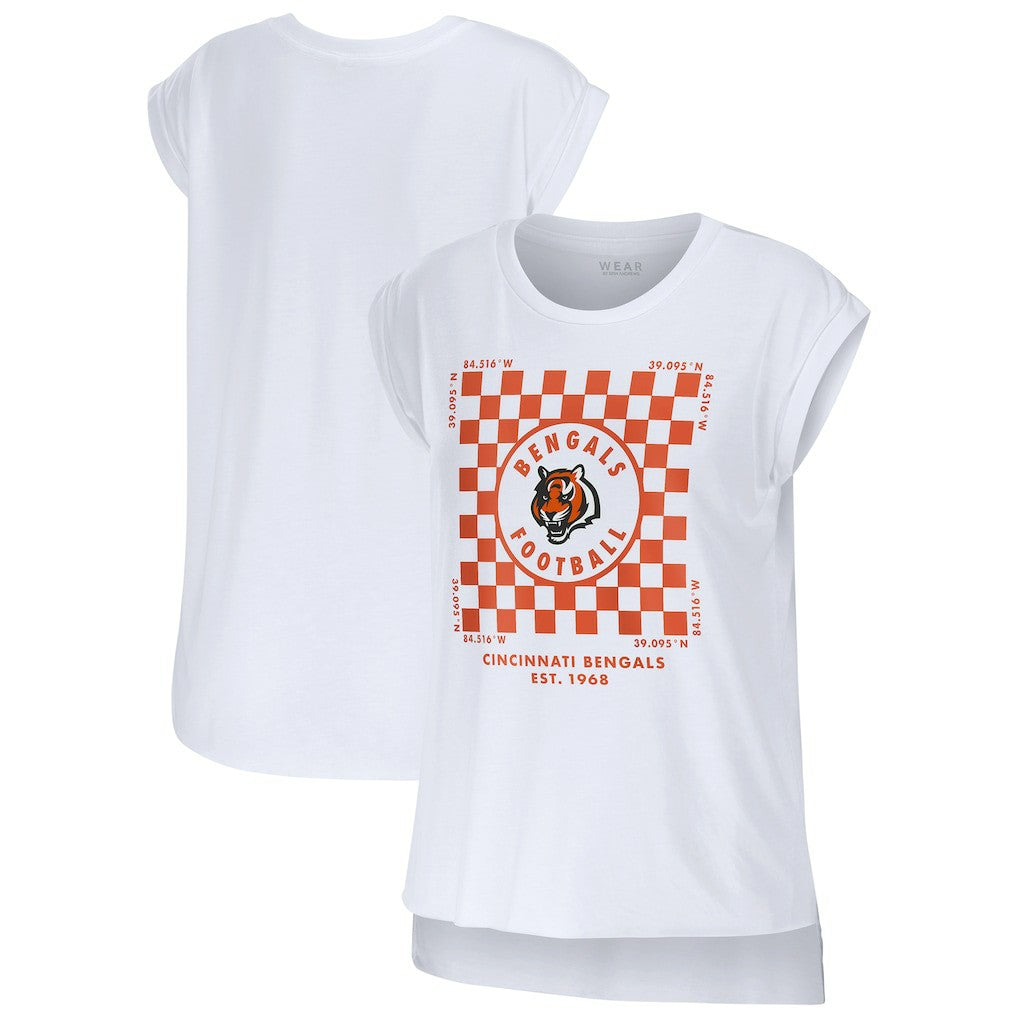 Cincinnati Bengals WEAR by Erin Andrews Women's Checker Muscle Tank Top - White - NFL