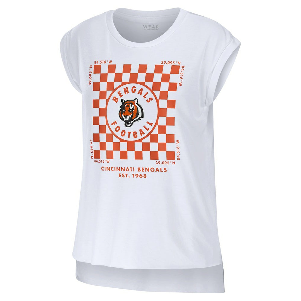 Cincinnati Bengals WEAR by Erin Andrews Women's Checker Muscle Tank Top - White - NFL