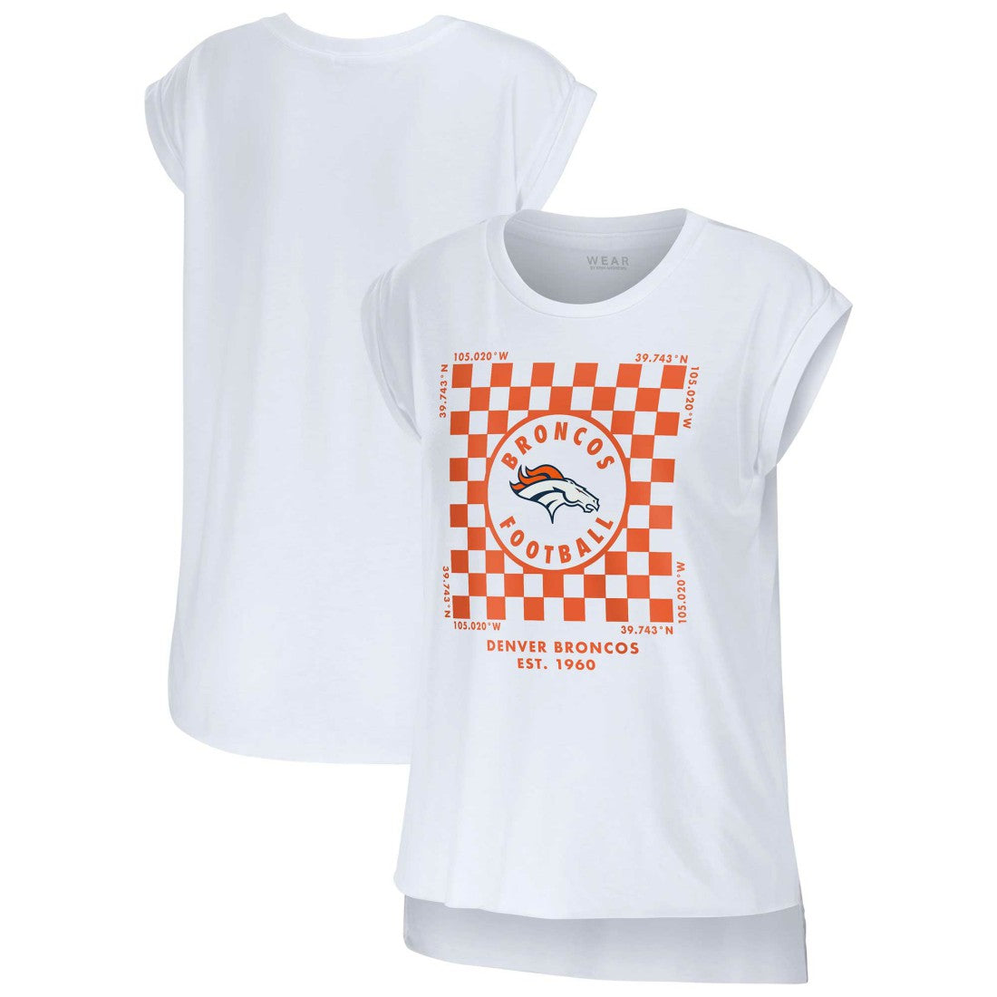 Denver Broncos WEAR by Erin Andrews Women's Checker Muscle Tank Top - White - NFL