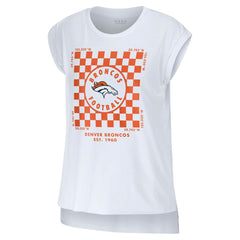 Denver Broncos WEAR by Erin Andrews Women's Checker Muscle Tank Top - White - NFL