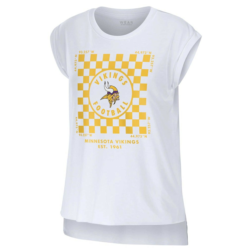 Minnesota Vikings WEAR by Erin Andrews Women's Checker Muscle Tank Top - White - NFL