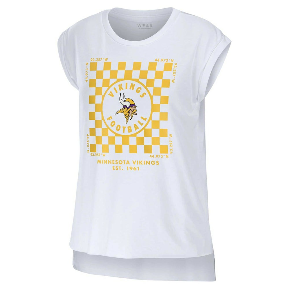 Minnesota Vikings WEAR by Erin Andrews Women's Checker Muscle Tank Top - White - NFL
