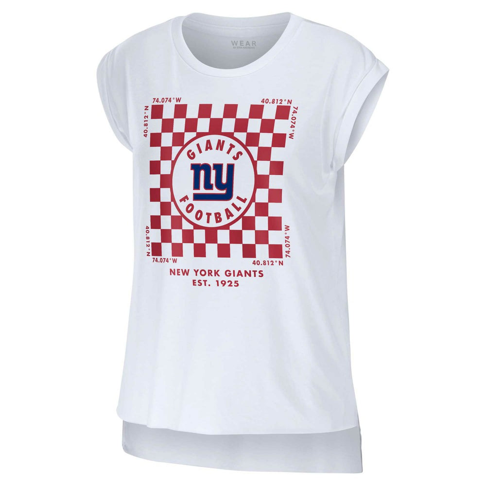 New York Giants WEAR by Erin Andrews Women's Checker Muscle Tank Top - White - NFL