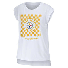 Pittsburgh Steelers WEAR by Erin Andrews Women's Checker Muscle Tank Top - White - NFL