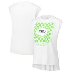 Seattle Seahawks WEAR by Erin Andrews Women's Checker Muscle Tank Top - White - NFL