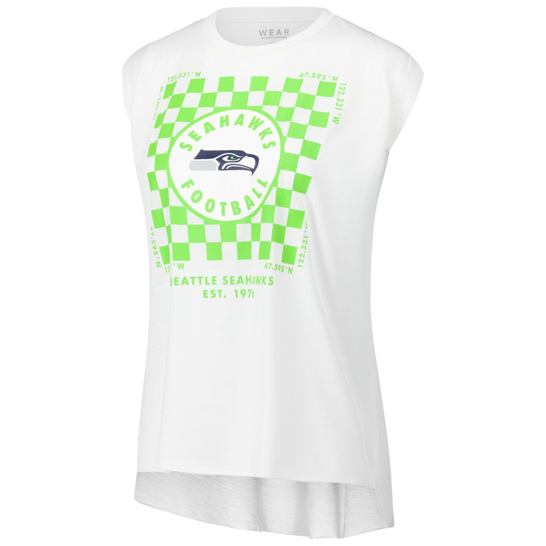 Seattle Seahawks WEAR by Erin Andrews Women's Checker Muscle Tank Top - White - NFL