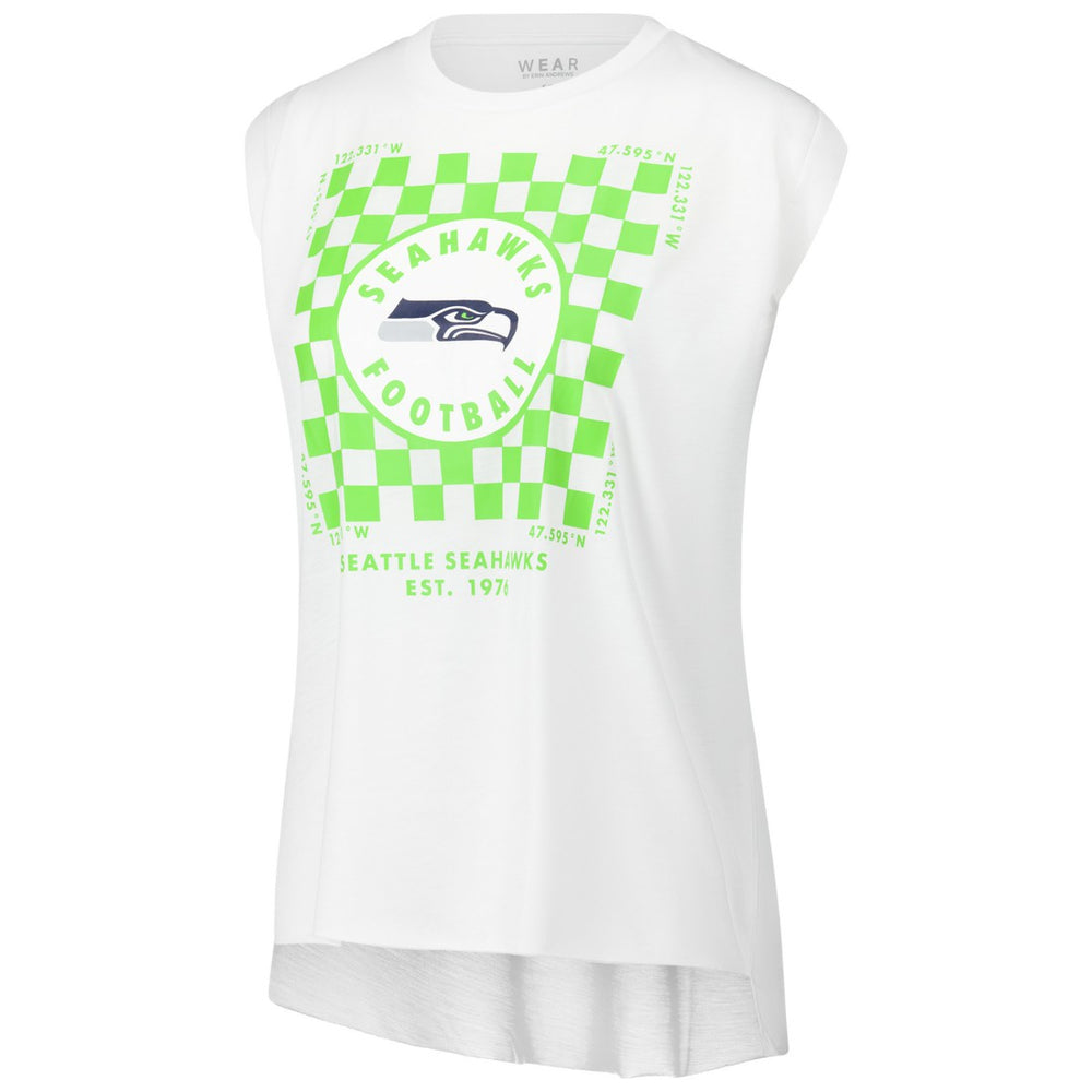 Seattle Seahawks WEAR by Erin Andrews Women's Checker Muscle Tank Top - White - NFL