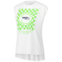 Seattle Seahawks WEAR by Erin Andrews Women's Checker Muscle Tank Top - White - NFL