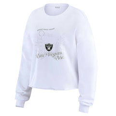 Las Vegas Raiders WEAR by Erin Andrews Women's Postcard Cropped Long Sleeve Top - White - NFL