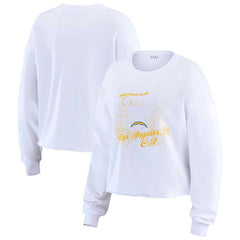 Los Angeles Chargers WEAR by Erin Andrews Women's Postcard Cropped Long Sleeve Top - White - NFL