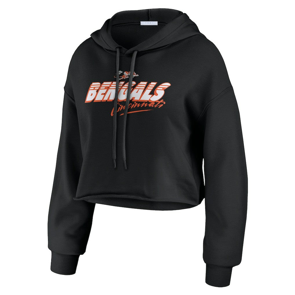Cincinnati Bengals WEAR by Erin Andrews Women's Prime Cropped Pullover Hoodie - Black - NFL