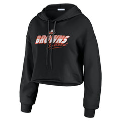Cleveland Browns WEAR by Erin Andrews Women's Prime Cropped Pullover Hoodie - Black - NFL