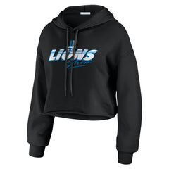 Detroit Lions WEAR by Erin Andrews Women's Prime Cropped Pullover Hoodie - Black - NFL
