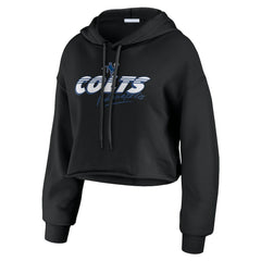 Indianapolis Colts WEAR by Erin Andrews Women's Prime Cropped Pullover Hoodie - Black - NFL