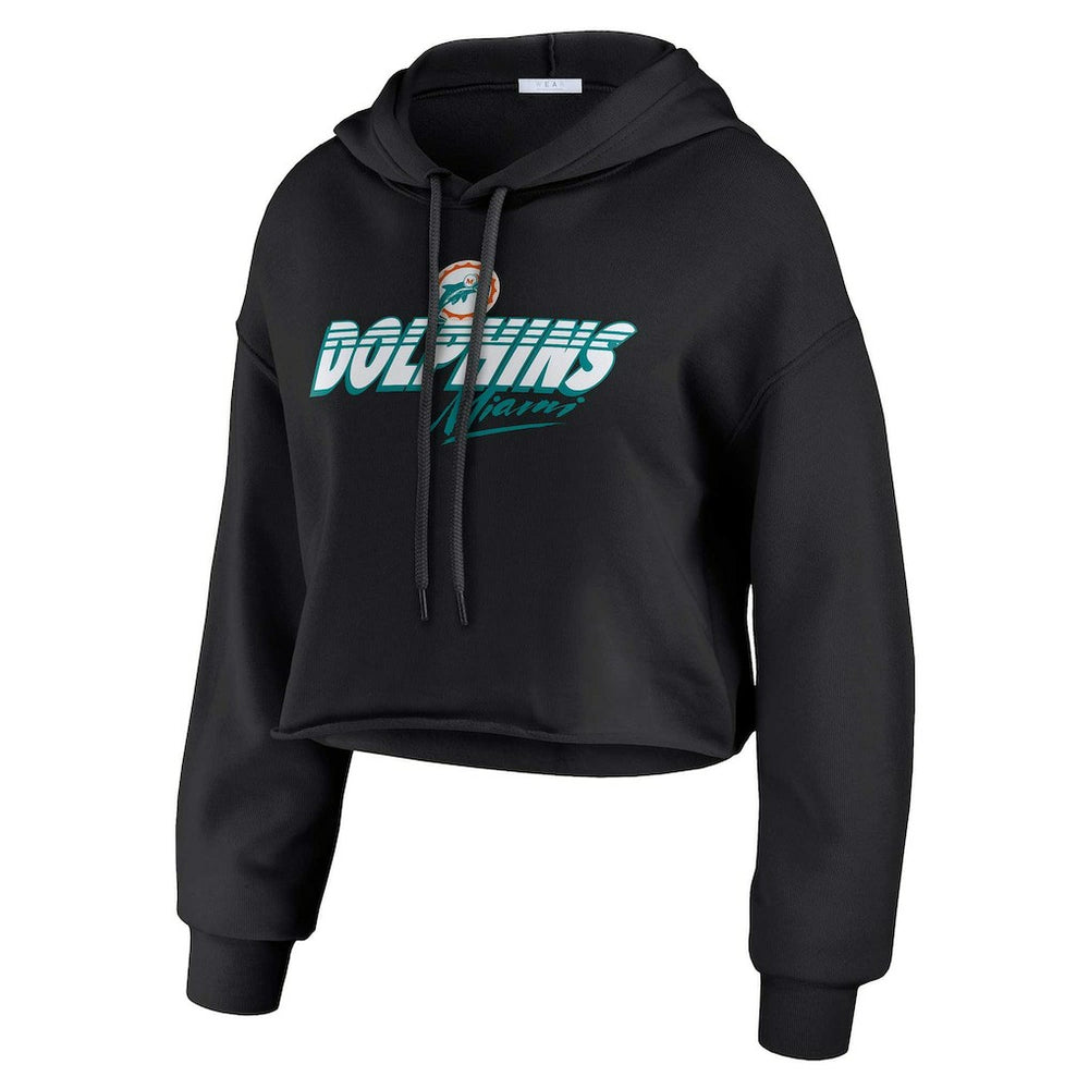 Miami Dolphins WEAR by Erin Andrews Women's Prime Cropped Pullover Hoodie - Black - NFL