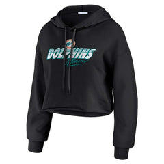 Miami Dolphins WEAR by Erin Andrews Women's Prime Cropped Pullover Hoodie - Black - NFL