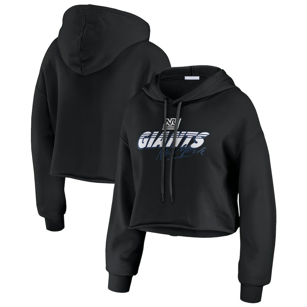 New York Giants WEAR by Erin Andrews Women's Prime Cropped Pullover Hoodie - Black - NFL