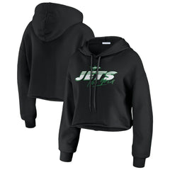 New York Jets WEAR by Erin Andrews Women's Prime Cropped Pullover Hoodie - Black - NFL
