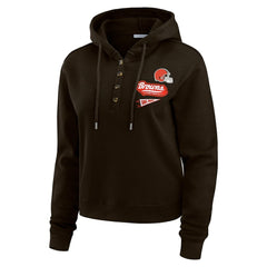 Cleveland Browns WEAR by Erin Andrews Women's Waffle-Knit Pullover Hoodie - Brown - NFL