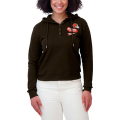 Cleveland Browns WEAR by Erin Andrews Women's Waffle-Knit Pullover Hoodie - Brown - NFL
