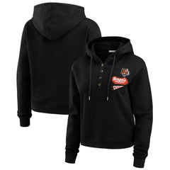 Cincinnati Bengals WEAR by Erin Andrews Women's Waffle-Knit Pullover Hoodie - Black - NFL