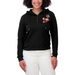 Cincinnati Bengals WEAR by Erin Andrews Women's Waffle-Knit Pullover Hoodie - Black - NFL