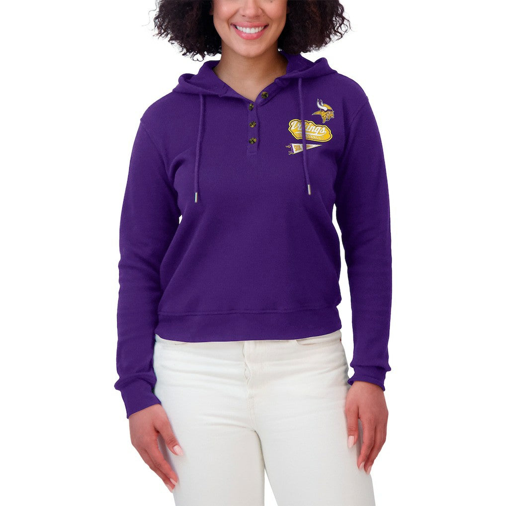 Minnesota Vikings WEAR by Erin Andrews Women's Waffle-Knit Pullover Hoodie - Purple - NFL