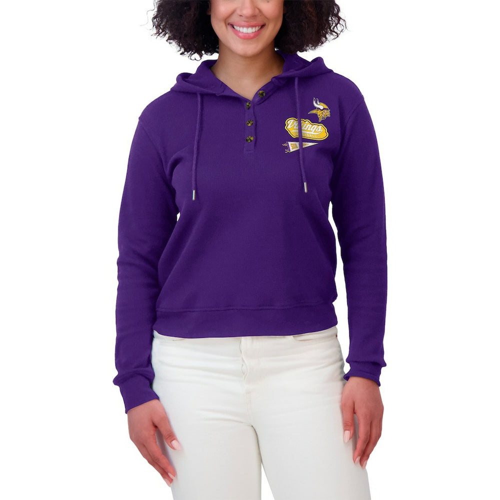 Minnesota Vikings WEAR by Erin Andrews Women's Waffle-Knit Pullover Hoodie - Purple - NFL
