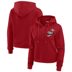 San Francisco 49ers WEAR by Erin Andrews Women's Waffle-Knit Pullover Hoodie - Scarlet - NFL