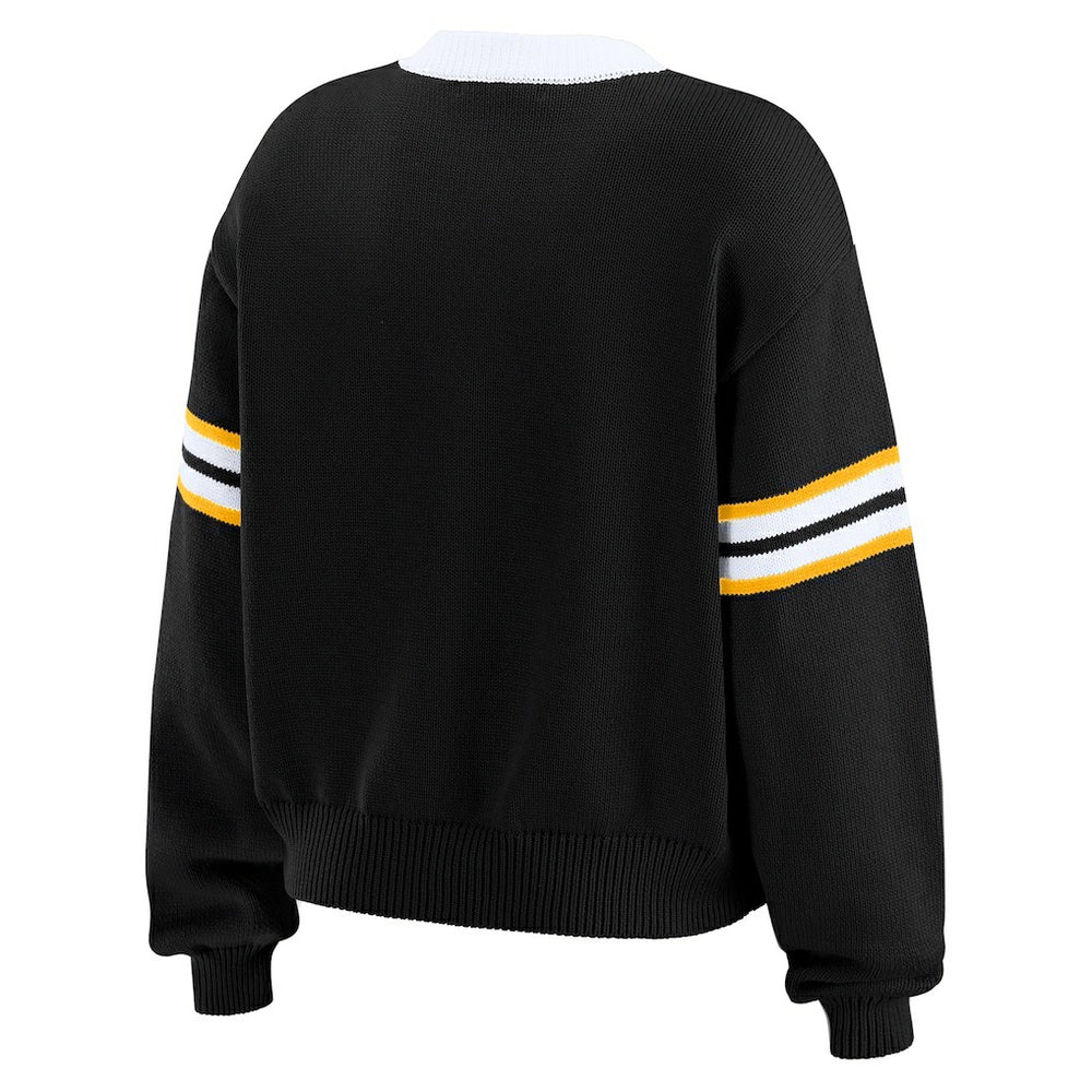Pittsburgh Steelers WEAR by Erin Andrews Women's Lace-Up Sweater - Black - NFL