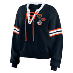 Chicago Bears WEAR by Erin Andrews Women's Lace-Up Sweater - Navy - NFL