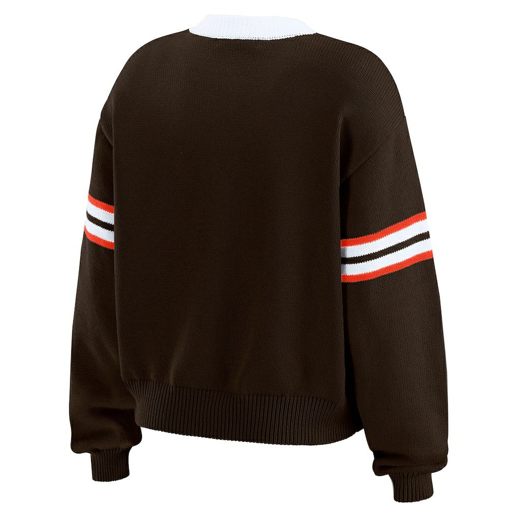 Cleveland Browns WEAR by Erin Andrews Women's Lace-Up Sweater - Brown - NFL