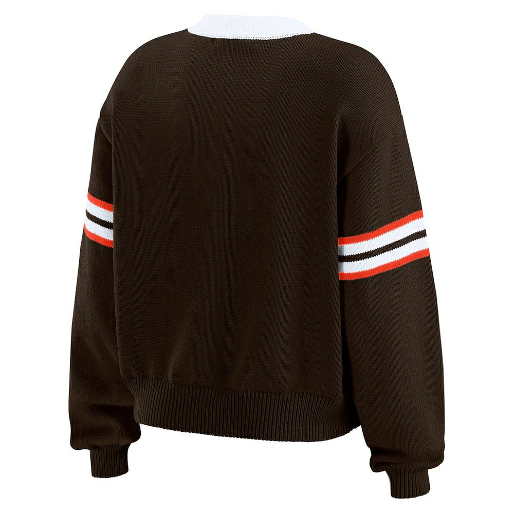 Cleveland Browns WEAR by Erin Andrews Women's Lace-Up Sweater - Brown - NFL
