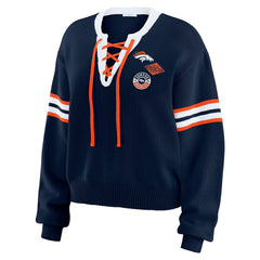 Denver Broncos WEAR by Erin Andrews Women's Lace-Up Sweater - Navy - NFL