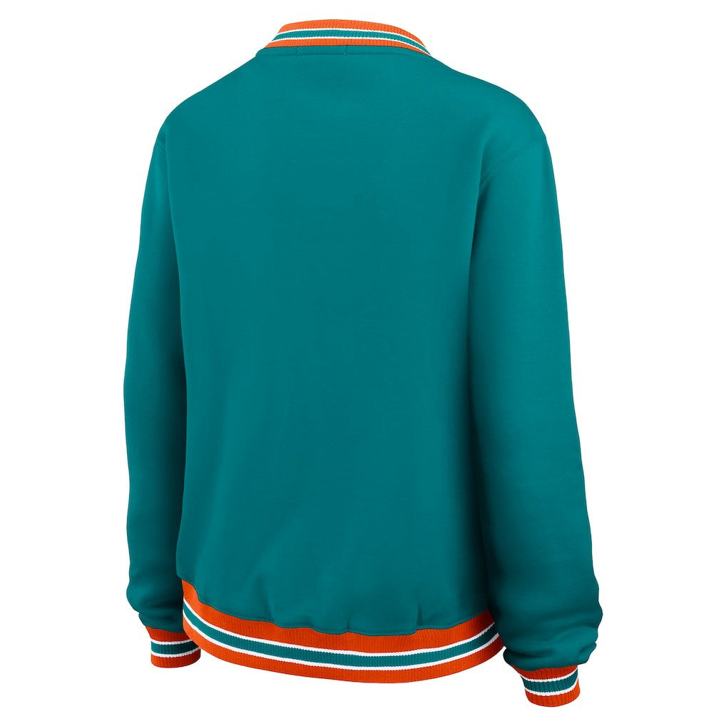 Miami Dolphins WEAR by Erin Andrews Women's Oversized Long Sleeve V-Neck Sweatshirt - Aqua - NFL