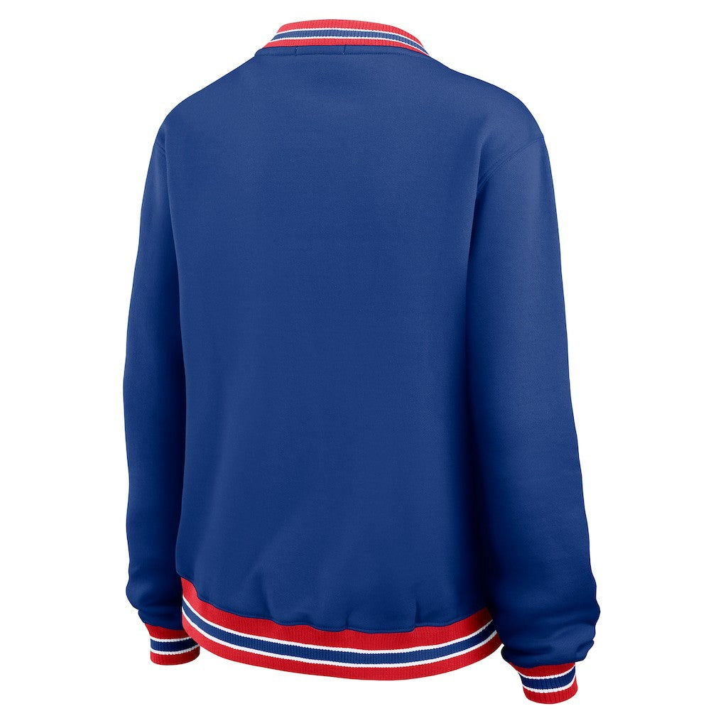 New England Patriots WEAR by Erin Andrews Women's Oversized Long Sleeve V-Neck Sweatshirt - Navy - NFL