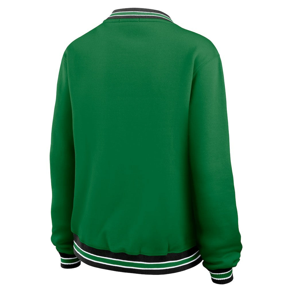 New York Jets WEAR by Erin Andrews Women's Oversized Long Sleeve V-Neck Sweatshirt - Green - NFL