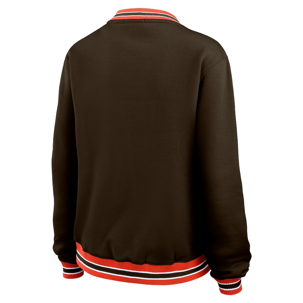 Cleveland Browns WEAR by Erin Andrews Women's Oversized Long Sleeve V-Neck Sweatshirt - Brown - NFL