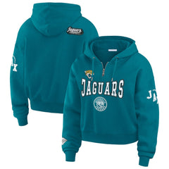 Jacksonville Jaguars WEAR by Erin Andrews Women's Patch Quarter-Zip Pullover Hoodie - Teal - NFL