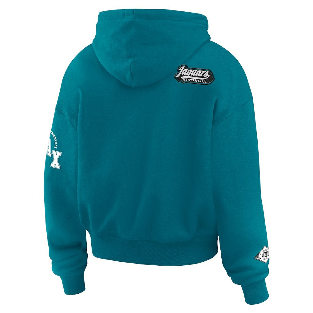 Jacksonville Jaguars WEAR by Erin Andrews Women's Patch Quarter-Zip Pullover Hoodie - Teal - NFL