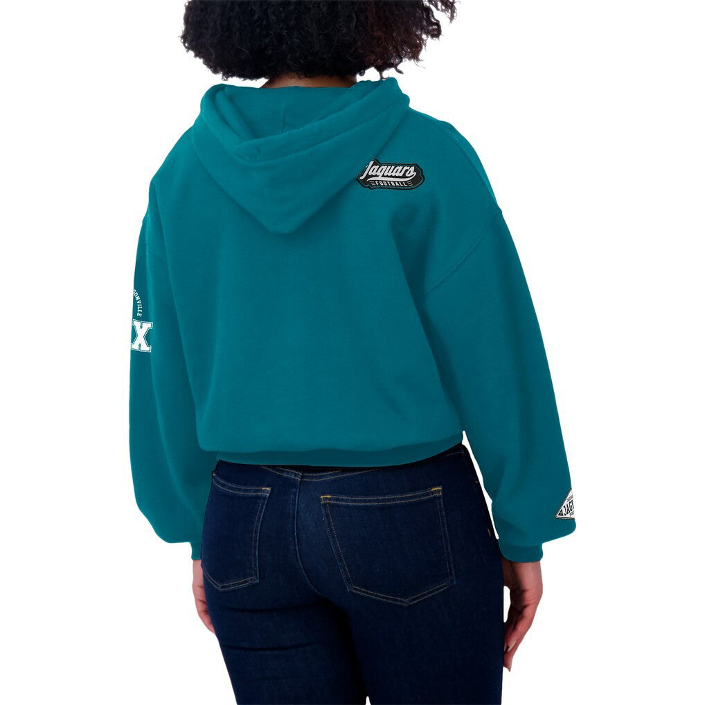 Jacksonville Jaguars WEAR by Erin Andrews Women's Patch Quarter-Zip Pullover Hoodie - Teal - NFL