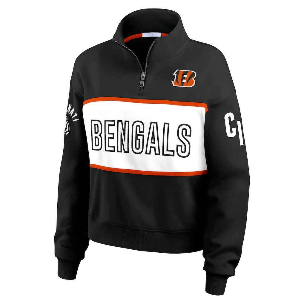 Cincinnati Bengals WEAR by Erin Andrews Women's Quarter-Zip Jacket - Black - NFL