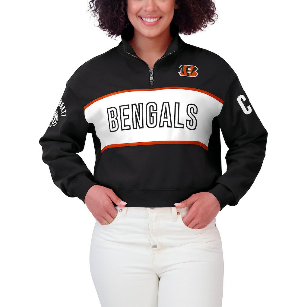 Cincinnati Bengals WEAR by Erin Andrews Women's Quarter-Zip Jacket - Black - NFL