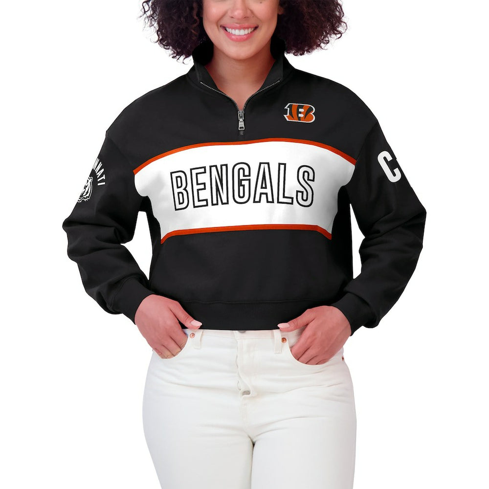 Cincinnati Bengals WEAR by Erin Andrews Women's Quarter-Zip Jacket - Black - NFL