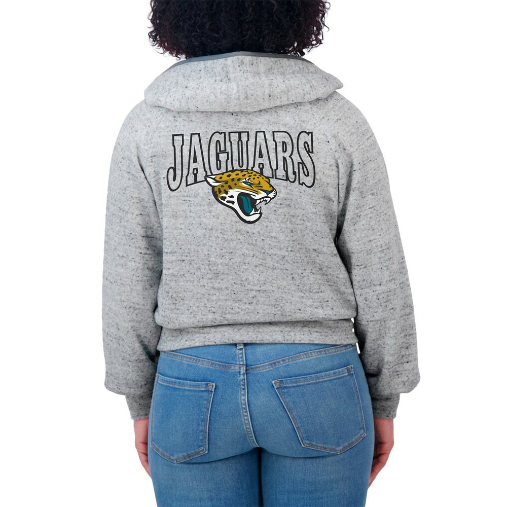 Jacksonville Jaguars WEAR by Erin Andrews Women's Speckled Fleece Cropped Full-Zip Hoodie - Heather Gray - NFL